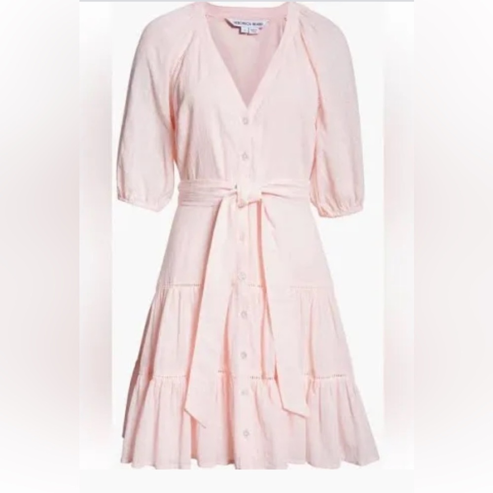 Veronica Beard Blush Pink Tiered Wrap Midi Dress